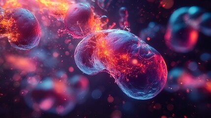 Obraz premium A vibrant conceptual image of a glowing nanobot inside a bloodstream 