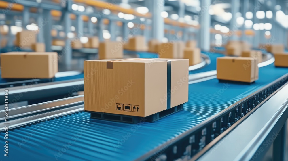 Poster a global e-commerce fulfillment center using ai-driven logistics software for real-time order proces