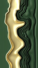 Gold and green fluid art background for design templates, banners, or product backgrounds