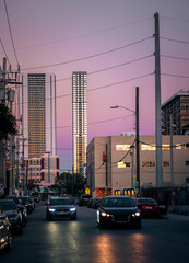 street in wynwood miami Florida sunset traffic