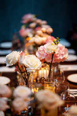 Wedding table decorated with flowers