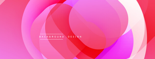 Circular abstract design with overlapping translucent circles and round shapes, blending gradients and smooth curves, creating depth, contrast, and a dynamic visual effect
