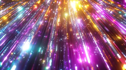 Fototapeta premium A luminous burst with colorful glowing light streaks and particles