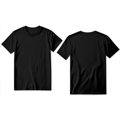 Black t-shirt front and back on white background