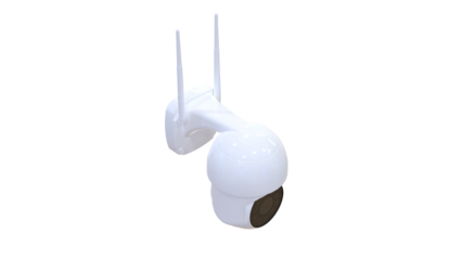Modern security wifi CCTV camera with infrared night vision, isolated on a white transparent, symbolizing surveillance and safety