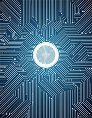 Obraz premium Futuristic technology background with white circle circuit wires on motherboard