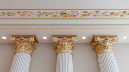 Elegant Interior Design Featuring Ornate Columns and Decorative Ceilings in a Luxurious Space