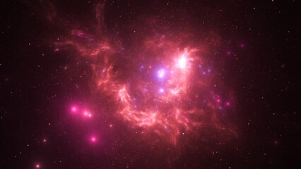 This vibrant galaxy features colorful nebulae and twinkling star clusters, set against the backdrop of the dark expanse of outer space. Celestial beauty captures the imagination. 3d render