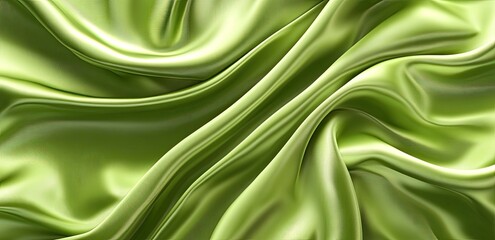 Fototapeta premium Draped lime green silk fabric texture.