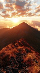 Majestic mountain peak at sunrise