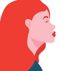 Beautiful young  woman in said profile portrait Avatar for social networks. Fashion and beauty. Vector illustration