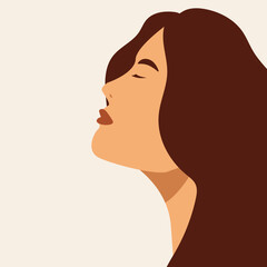 Beautiful young  woman in said profile portrait Avatar for social networks. Fashion and beauty. Vector illustration