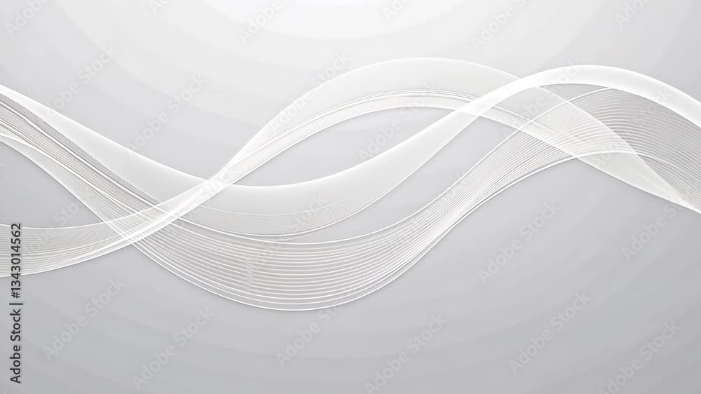 Poster abstract background featuring flowing white lines on a light gray gradient surface design element