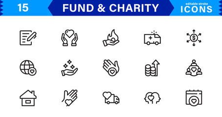 Charity and Fund Icon Pack. Perfect Icons for Donations, Crowdfunding, and Charity Campaigns