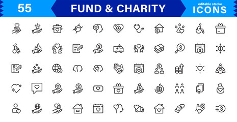 Charity and Fund Icon Pack. Perfect Icons for Donations, Crowdfunding, and Charity Campaigns