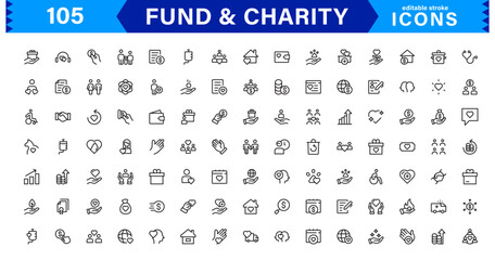 Charity and Fund Icon Pack. Perfect Icons for Donations, Crowdfunding, and Charity Campaigns