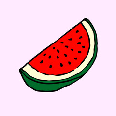 Whimsical Watermelon Doodle Illustration - Fun Hand-Drawn Fruit Vector for Creative Projects