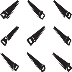 hand saw vector illustration black silhouette bundle set