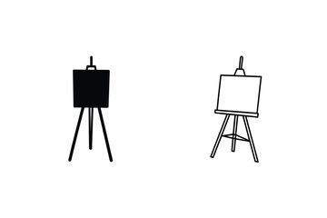 Artist Easel Icons Black, White, Simple, Studio, Art, Canvas, Painting, Drawing, Design, Illustration