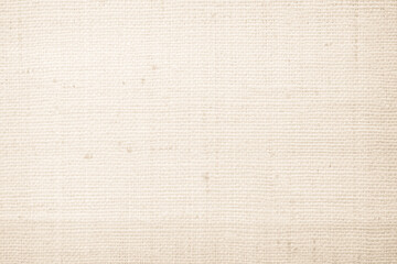 Brown sackcloth woven texture background in natural pattern. Jute hessian burlap, linen background in light beige cream color blank. Weaving canvas fiber line cotton cloth textured as organic.