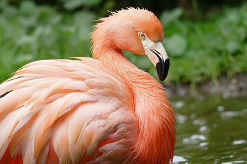Obraz premium Pink Flamingo Closeup Feathers Bird Wildlife Nature