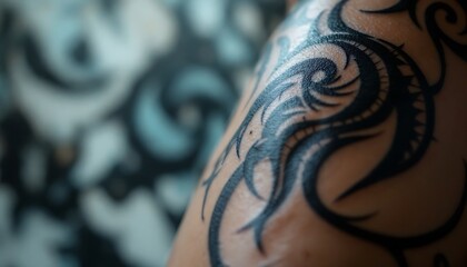 Stunning Tribal Tattoo Design Arm Art Close Up