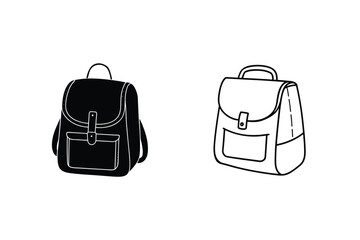 Black and White Backpack Illustrations School, Travel, and Style