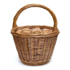 Obraz premium Wicker basket holding yarn balls
