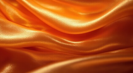 Fototapeta premium Smooth orange silk fabric with elegant waves and shine.