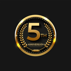 5th anniversary with golden color