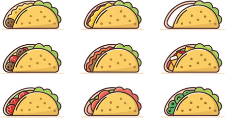 Taco Illustration vector design, Taco Logo and icon design