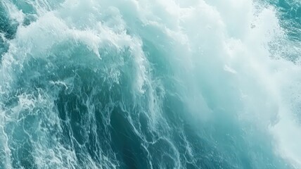 Fototapeta premium Turbulent Ocean Waves: Close-Up of Turquoise Water with White Foam