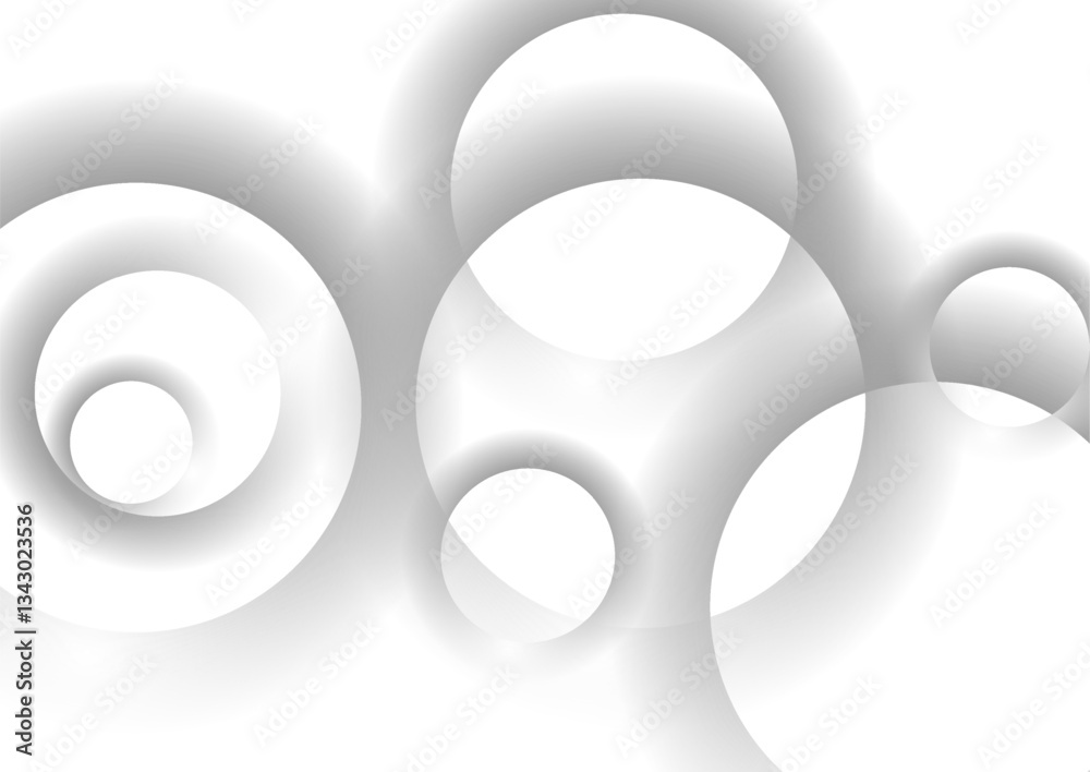 Aufkleber Grey smooth circles abstract geometric tech background. Vector minimal futuristic design