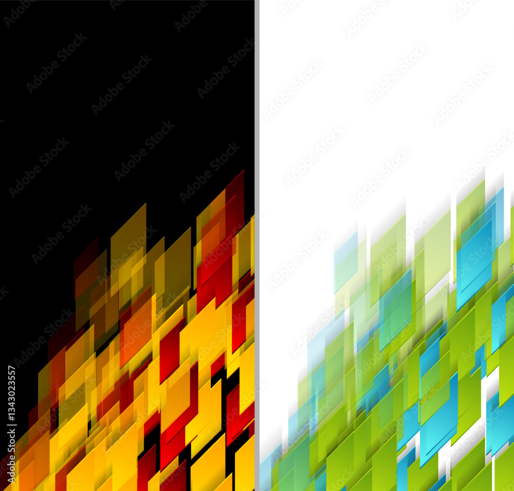 Poster vertical abstract banners with tech geometric elements. colorful concept vector backgrounds