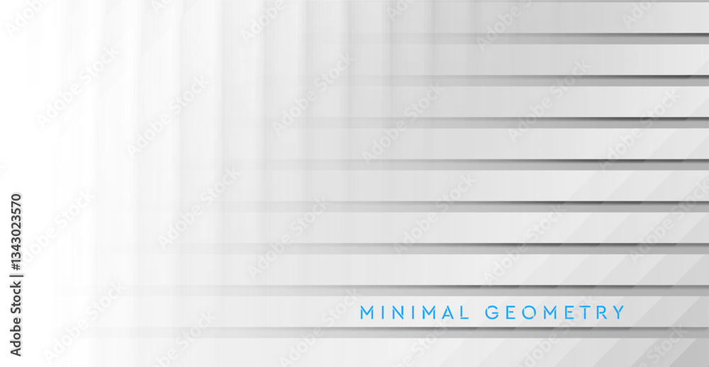 Poster Grey white minimal abstract background with geometric striped pattern. Vector modern paper design