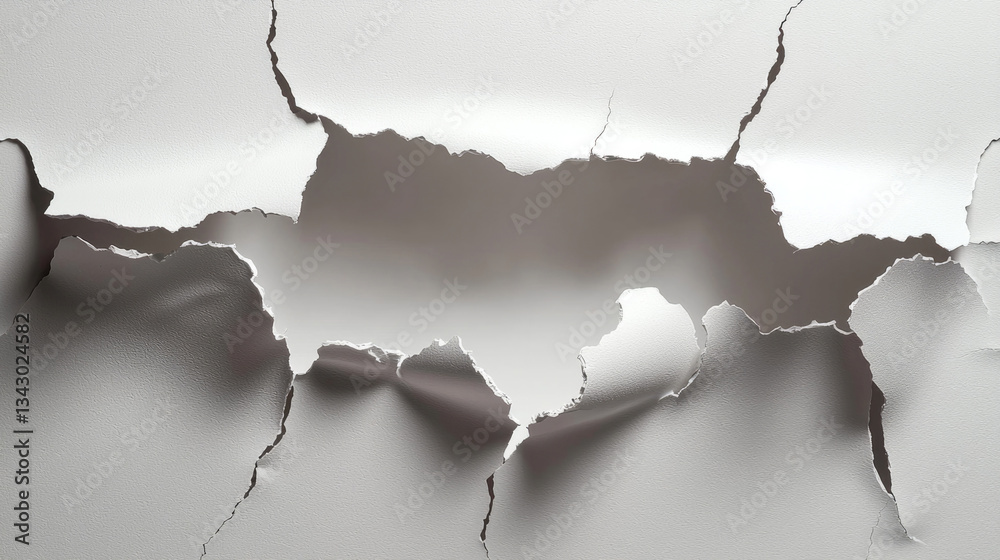 Poster close up view of cracked wall, showcasing texture and detail of torn surface. cracks create interest