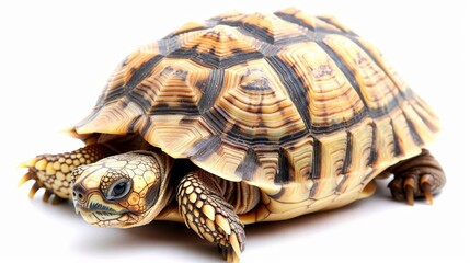 Obraz premium Large turtle isolated on a clean white background, showcasing its unique features and texture