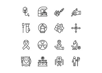 Set of icons for Cancer. Editable stroke. Vector illustration	