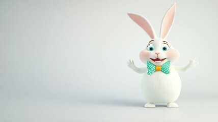 Obraz premium 3D cute cartoon rabbit with a bow tie, 3D cute Easter 