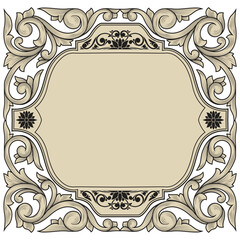 Decorative ornate retro emblematic floral blank card
