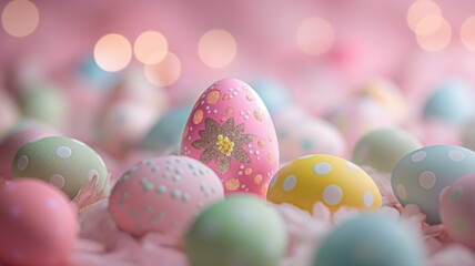 Fototapeta premium pastel colour easter eggs decoration