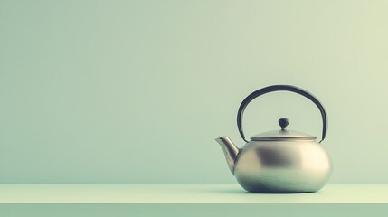 Space Silver Teapot Scene Cozy Pastel Empty Right Vibe
