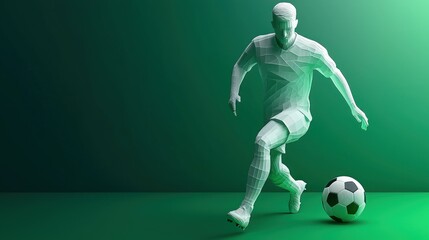 Soccer player in motion, low-poly style