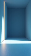 Fototapeta premium Minimal blue interior background with smooth lighting for presentations