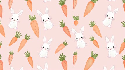 Obraz premium pattern with rabbits and carrots, background