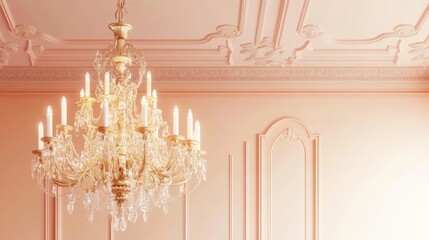 Space Golden Chandelier Perspective Pastel Text Peach