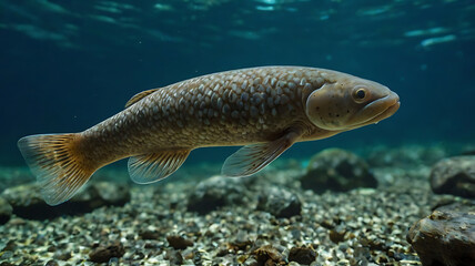 Fish Swimming in Clear Water Habitat, Underwater Scene Wildlife Close-up