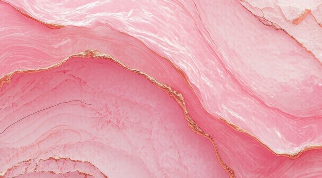 A smooth pink agate stone with elegant golden veins.
