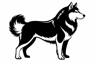 alaskan malamute line art silhouette vector illustration