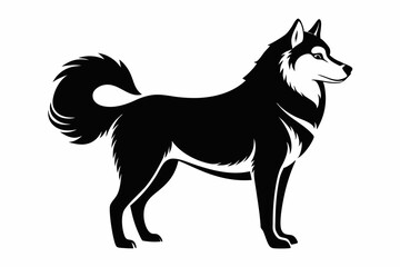 alaskan malamute line art silhouette vector illustration